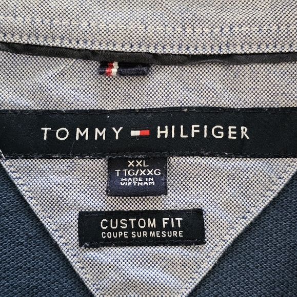 Tommy Hilfiger Mens Polo Shirt Flag Logo Short Sleeve Navy Blue Size XXL - Picture 2 of 8